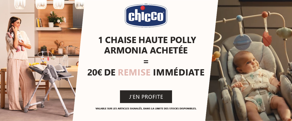 Chicco : 1 chaise haute Polly Armonia achetée = 20€ de remise immédiate