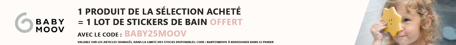 Babymoov : 1 produit de la sélection acheté = 1 lot de stickers de bain offerts