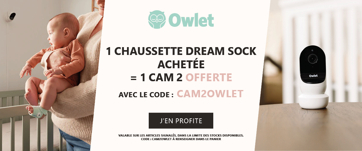 Owlet : 1 chaussette Dream sock achetée = 1 Babyphone vidéo cam 2 offerte