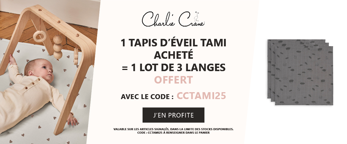 Charlie Crane : 1 tapis d'éveil Tami = 1 lot 3 langes offert