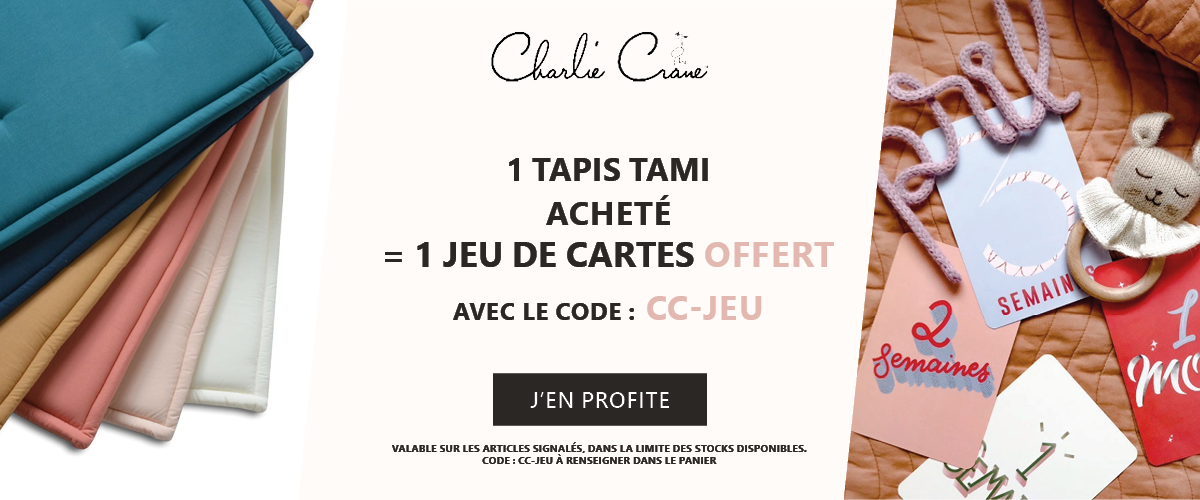 Charlie Crane : 1 tapis Tami acheté = 1 jeu de cartes étapes offert