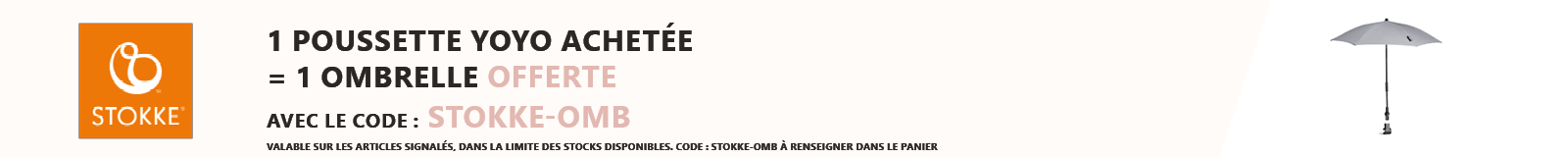 Stokke : 1 poussette YOYO3 achetée = 1 ombrelle offerte