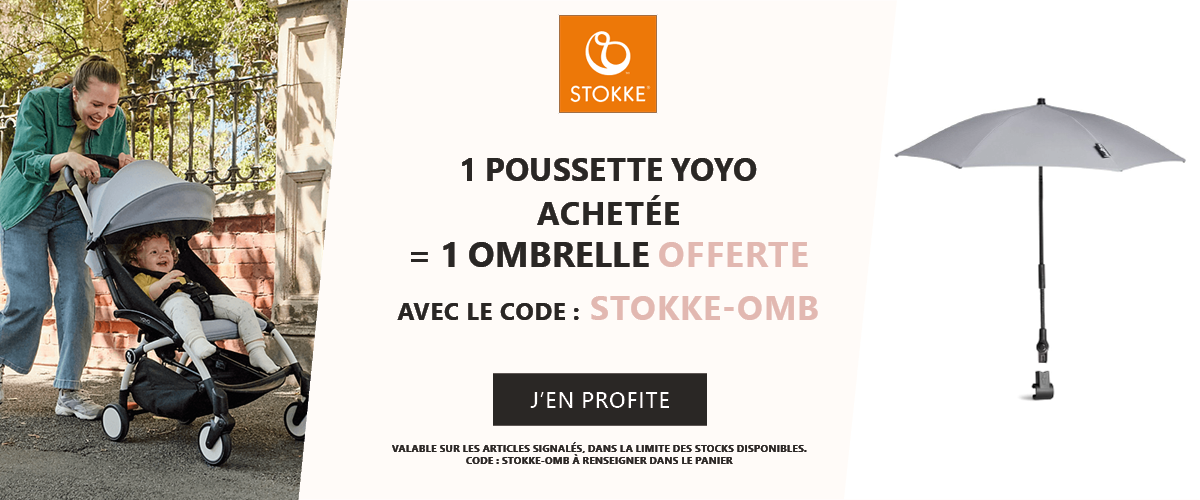 Stokke : 1 poussette YOYO3 achetée = 1 ombrelle offerte
