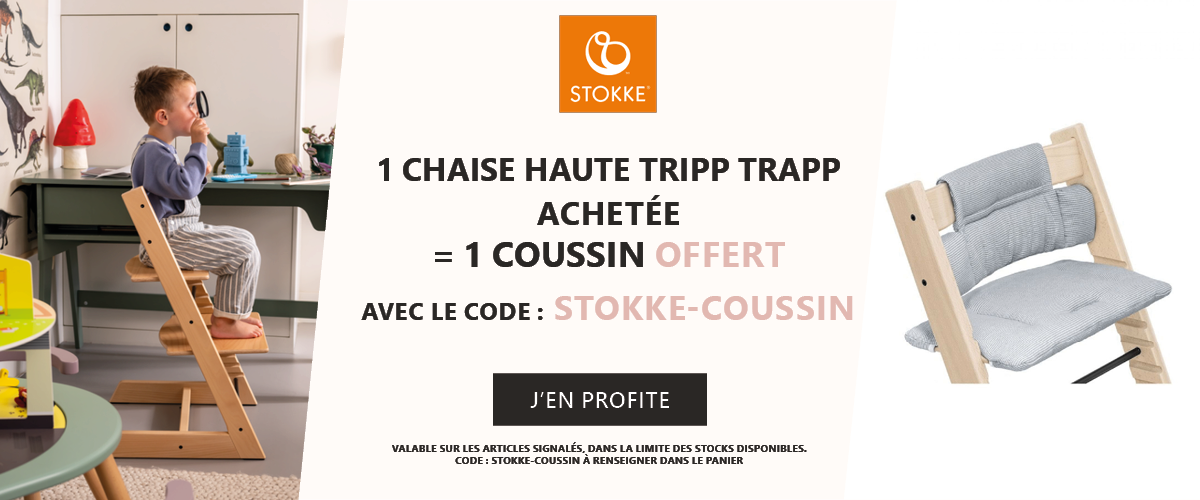 Stokke : 1 chaise Tripp Trapp achetée = 1 coussin offert