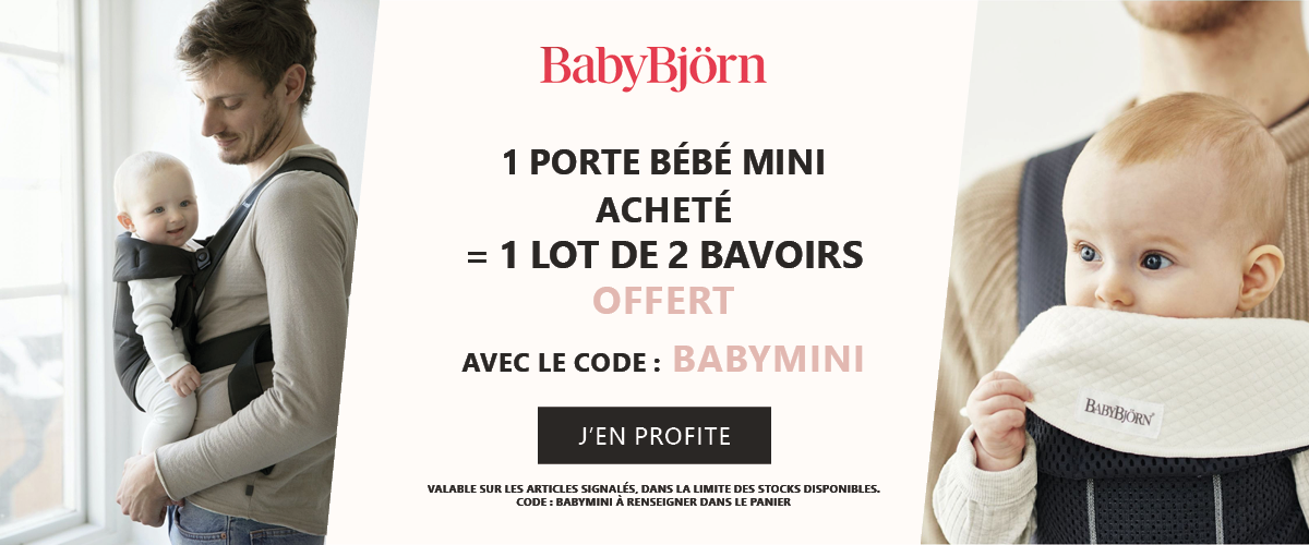 Babybjorn : 1 porte bébé Mini acheté = 1 lot de bavoir offert