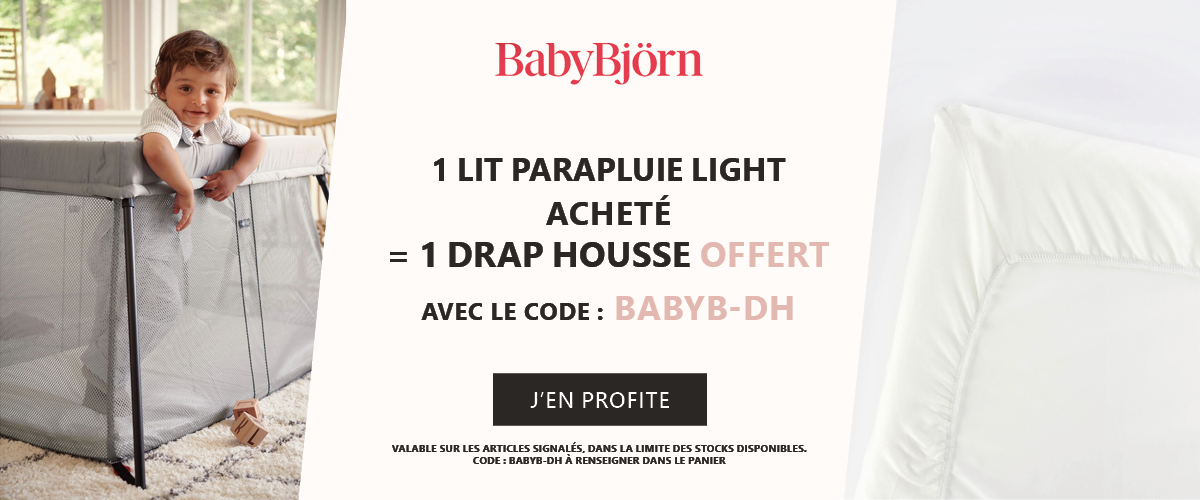 Babybjorn : 1 lit parapluie Light acheté = 1 drap housse offert