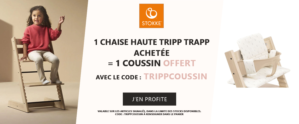Stokke : 1 chaise Tripp Trapp acheté = 1 coussin offert