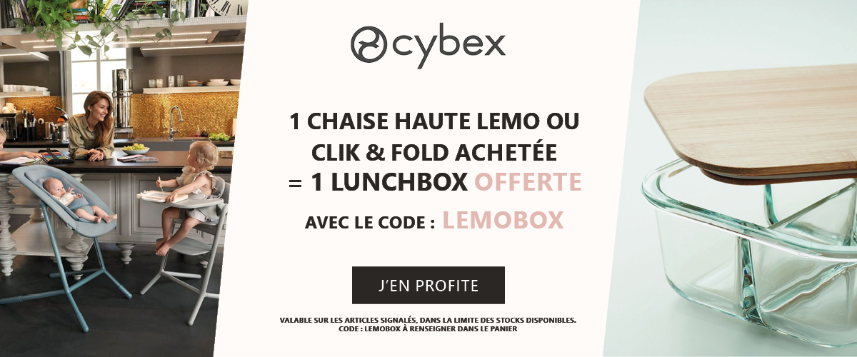 Cybex : 1 chaise haute Lemo ou Click & Fold achetée = 1 lunch box offerte