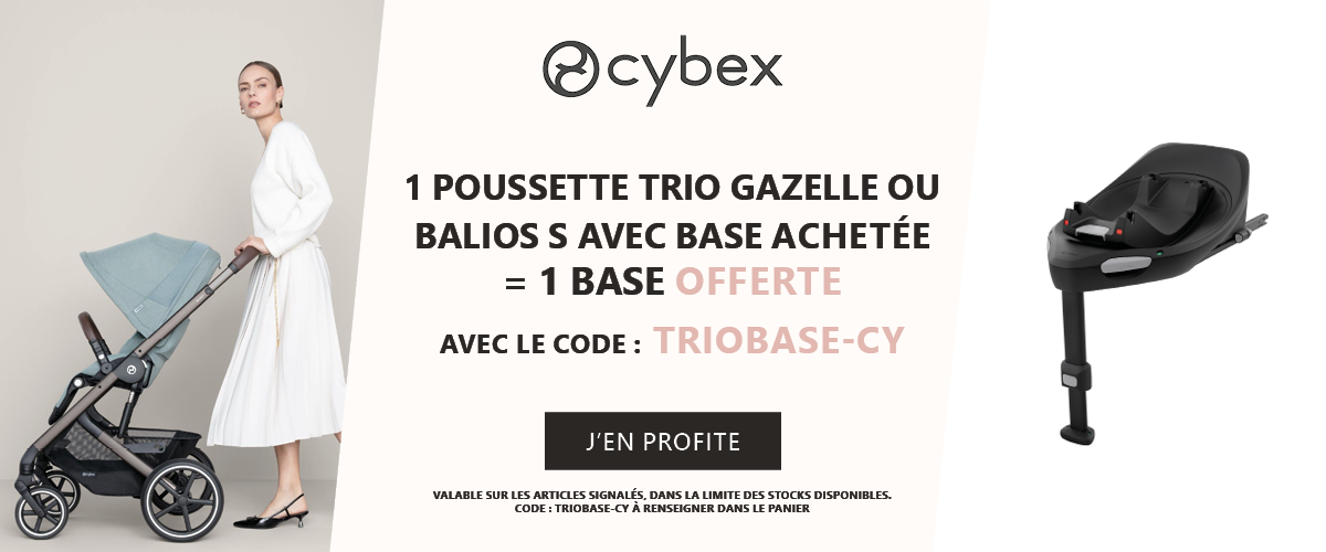 Cybex : 1 poussette trio Gazelle ou Balios avec une base acheté = la deuxième base offerte