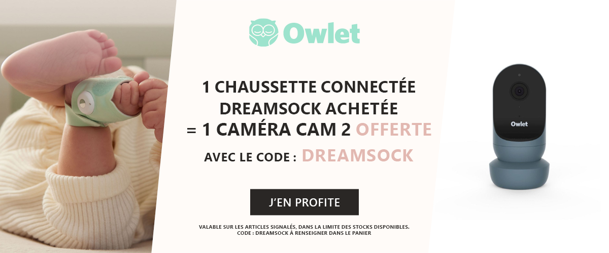 Owlet : 1 chaussette connectée Dreamsock achetée = 1 cam 2 offerte