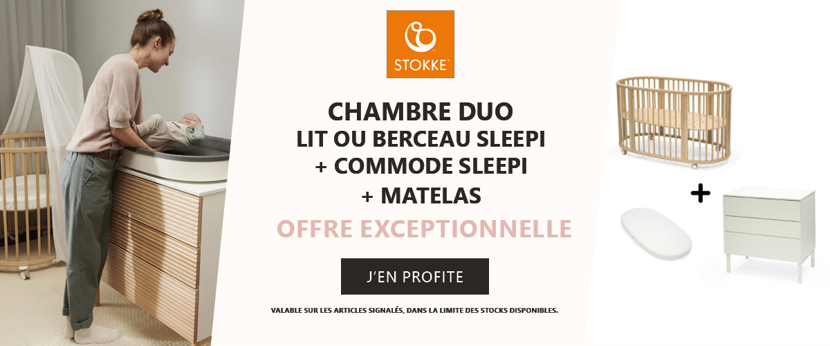 Stokke : Chambre duo Lit ou berceau Sleepi + commode sleepi + matelas à un prix canon !