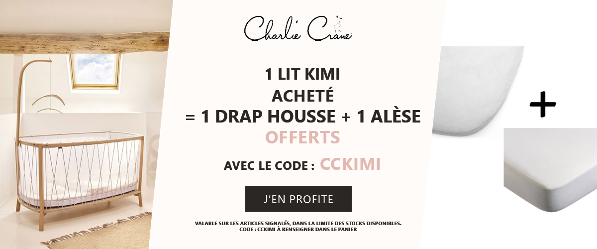 Charlie Crane : 1 lit Kimi acheté = 1 pack alèse + drap housse offert