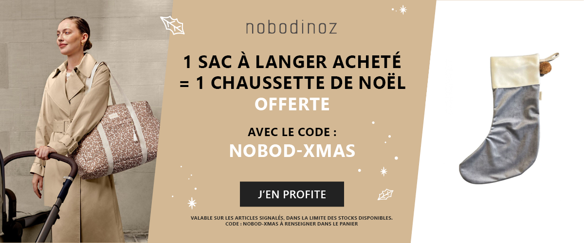 Nobodinoz : 1 sac à langer acheté = 1 chaussette de noël offerte