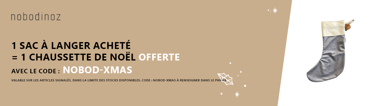 Nobodinoz : 1 sac à langer acheté = 1 chaussette de noël offerte