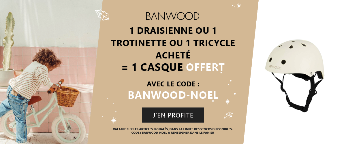 Banwood : 1 draisienne ou 1 tricycle ou 1 trottinette acheté = 1 casque offert