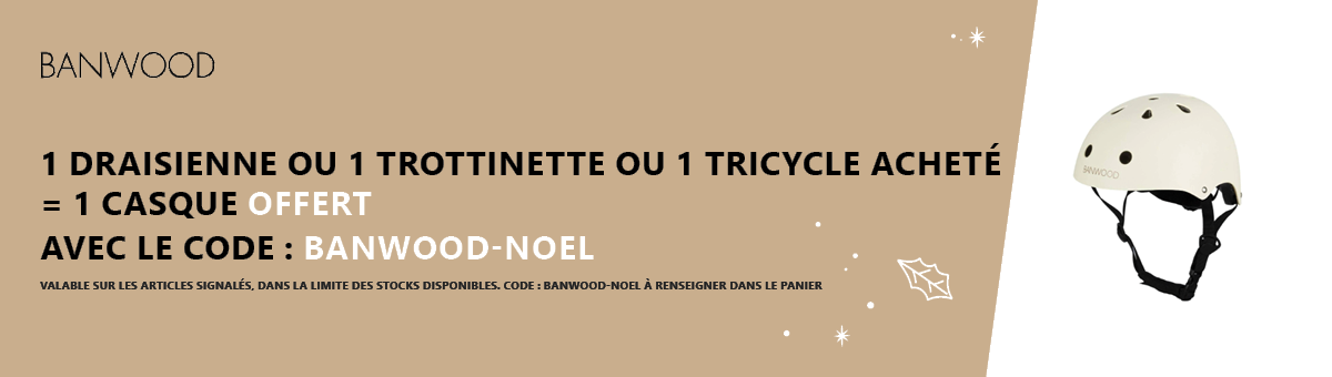 Banwood : 1 draisienne ou 1 tricycle ou 1 trottinette acheté = 1 casque offert