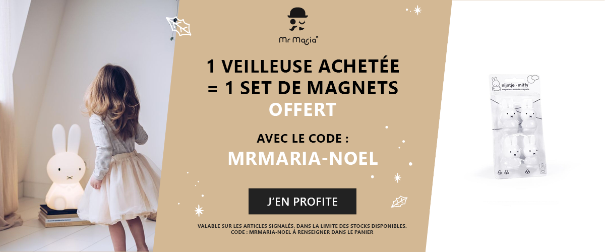 Mr Maria : 1 veilleuse achetée = 1 set de magnets offert