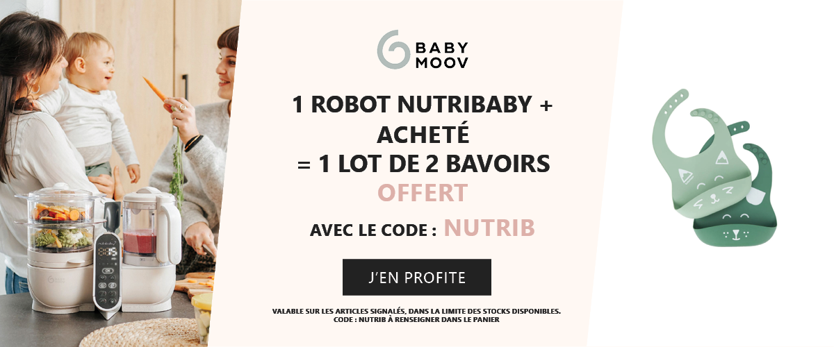 Babymoov : 1 robot Nutribaby + acheté = 1 lot de 2 bavoirs offert
