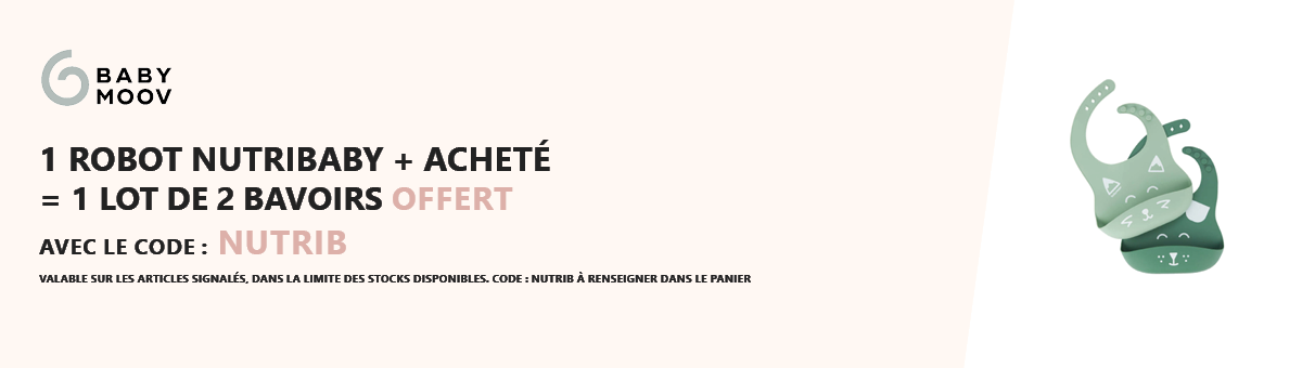 Babymoov : 1 robot Nutribaby + acheté = 1 lot de 2 bavoirs offert