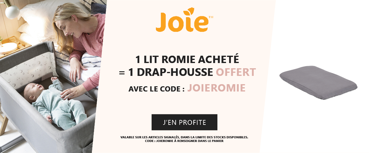 Joie : 1 lit Romie acheté = 1 drap housse offert