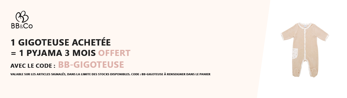 BB&Co : 1 gigoteuse achetée = 1 pyjama 3 mois offert