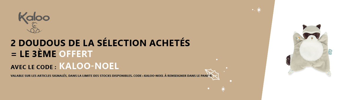 Kaloo : 2 doudous de la sélection achetés = le 3ème offert