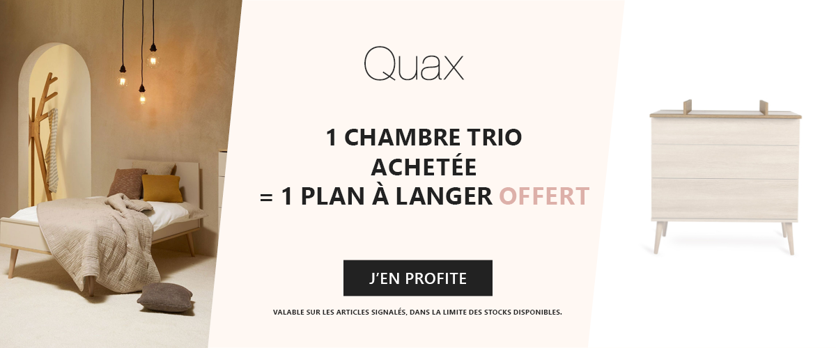 Quax : 1 chambre trio achetée = 1 plan à langer offert