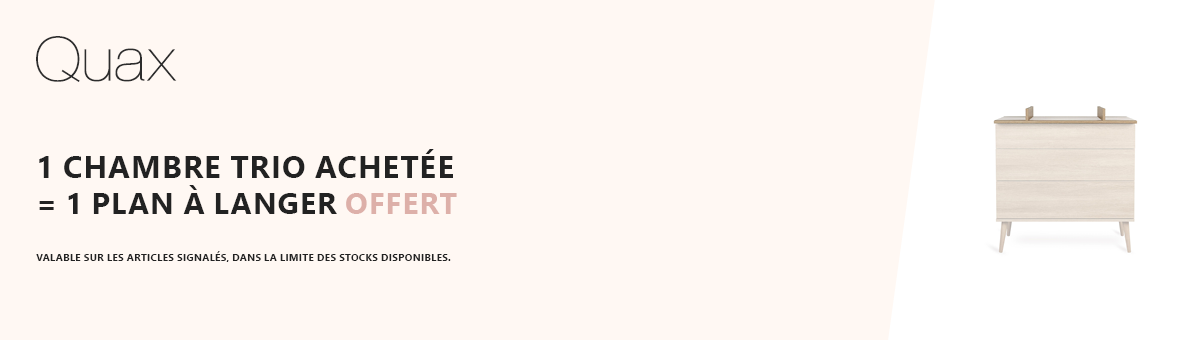 Quax : 1 chambre trio achetée = 1 plan à langer offert