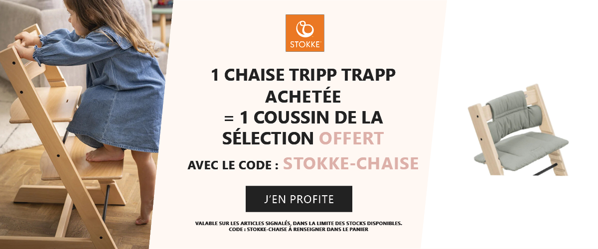 Stokke : 1 chaise Tripp Trapp achetée = 1 coussin au choix offert