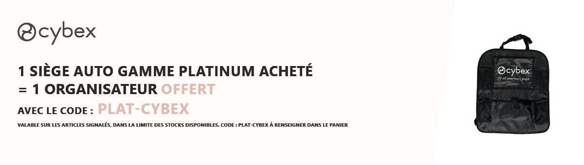 Cybex : 1 siège auto gamme Platinum acheté = 1 organisateur de voiture offert