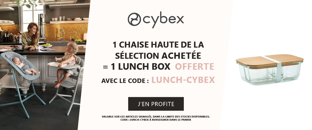Cybex : 1 chaise haute de la sélection achetée = 1 lunch box offerte