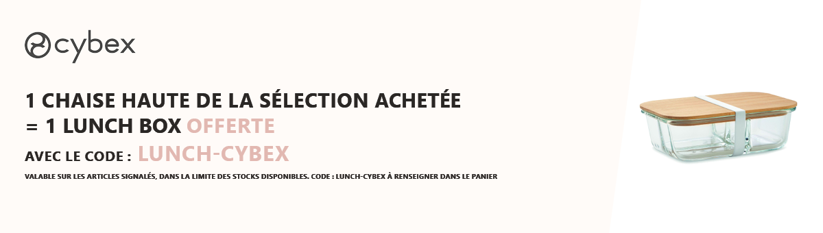 Cybex : 1 chaise haute de la sélection achetée = 1 lunch box offerte