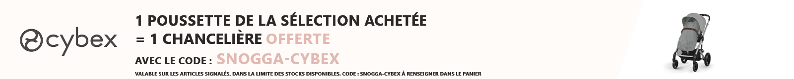 Cybex : 1 poussette de la sélection achetée = 1 chancelière offerte