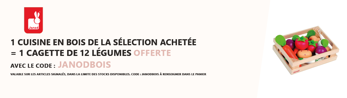 Janod : Une cuisine en bois de la sélection = une cagette légumes offerte