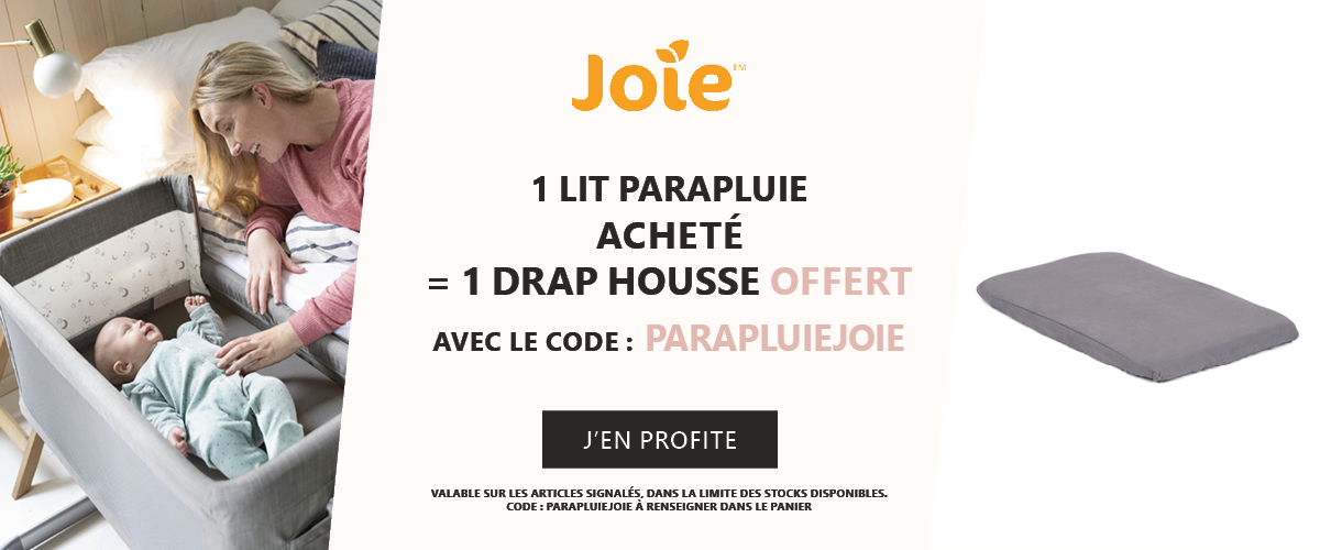 JOIE : Un lit parapluie = un drap housse offert