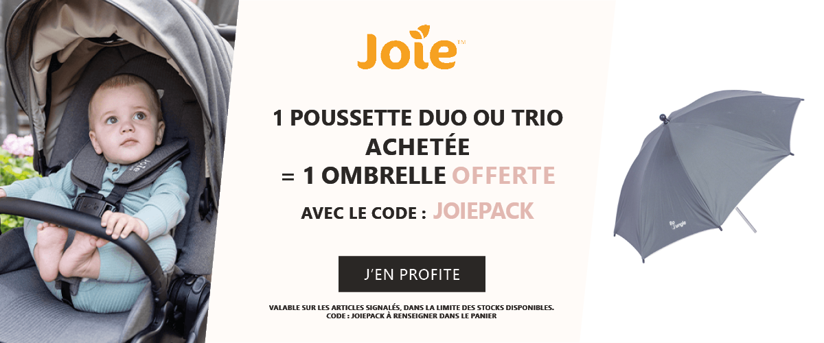 JOIE : Une poussette duo/trio achetée = une ombrelle universelle offerte (coloris aléatoire)