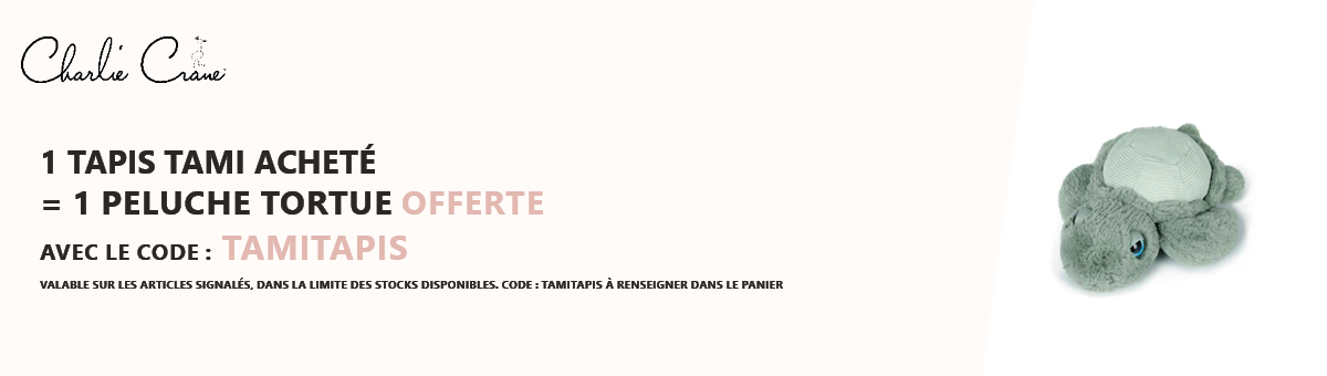 Charlie Crane : Un tapis Tami acheté = une peluche tortue offerte