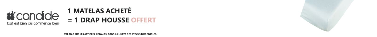 Candide : Un matelas acheté = un drap housse offert