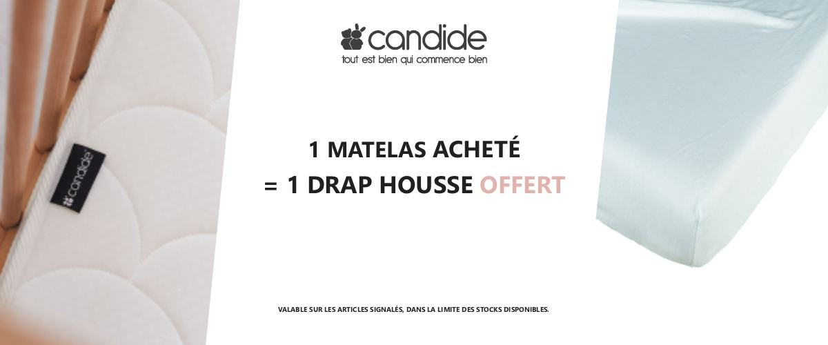 Candide : Un matelas acheté = un drap housse offert