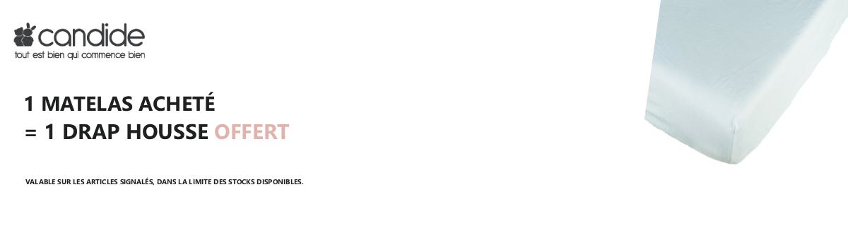 Candide : Un matelas acheté = un drap housse offert
