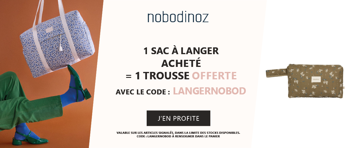 Nobodinoz : Un sac à langer acheté = une trousse offerte