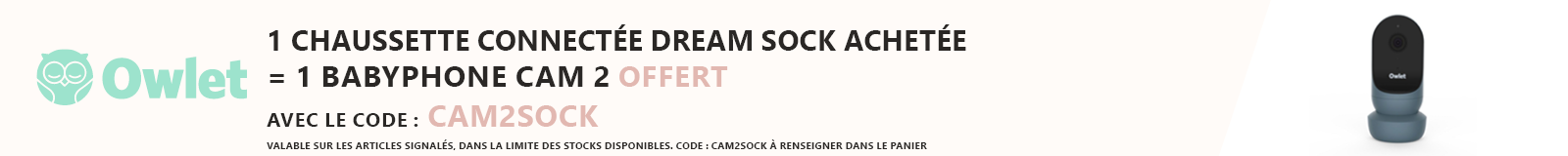 Owlet : Une chaussette Dream sock achetée = la cam 2 offerte