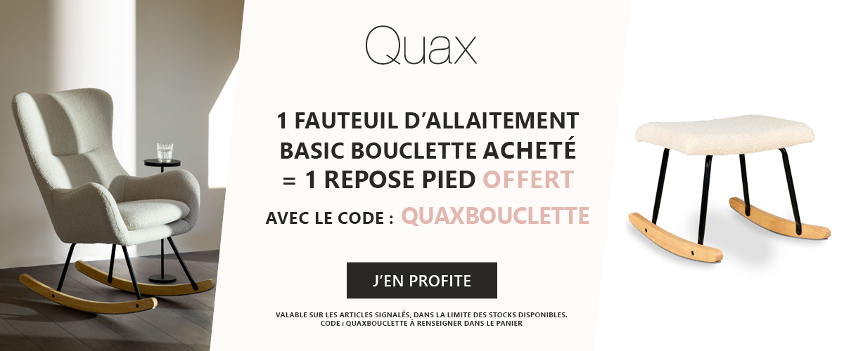 Quax : Une fauteuil d'allaitement Basic Bouclette acheté = un repose jambe offert