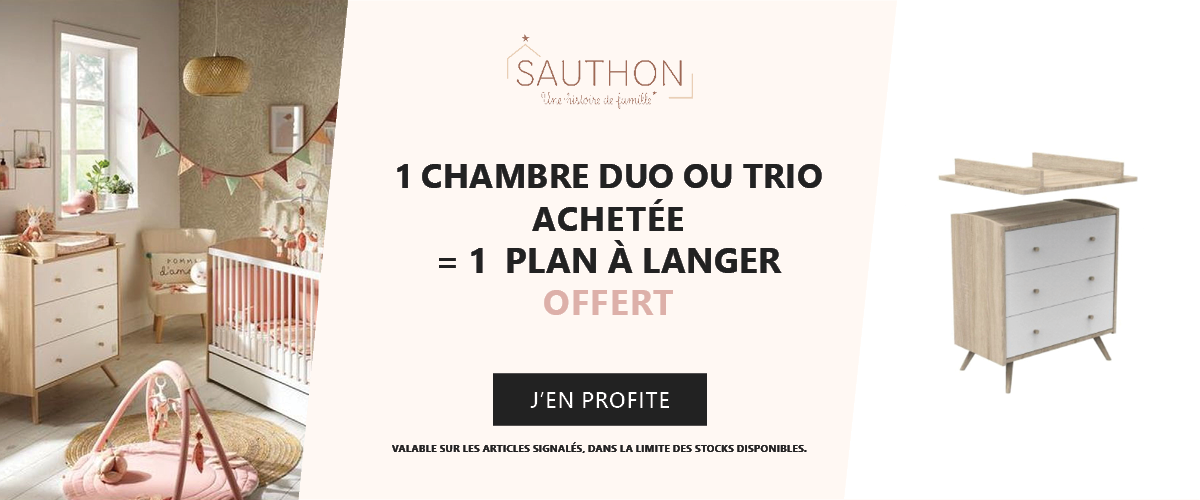 Sauthon : Une chambre duo ou trio achetée = un plan à langer offert