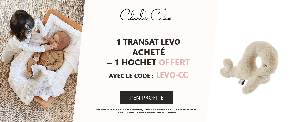 Charlie Crane : 1 transat Levo acheté = 1 hochet offert