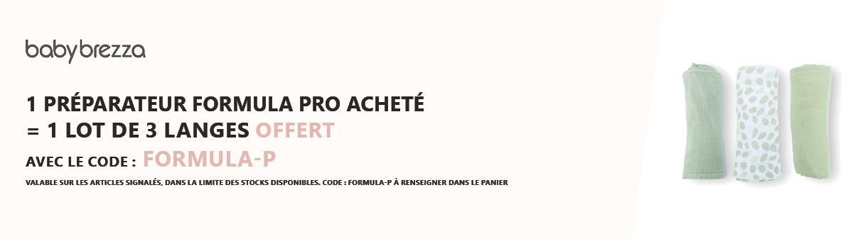 Babybrezza : 1 Préparateur Formula Pro acheté = 1 lot de 3 langes offert