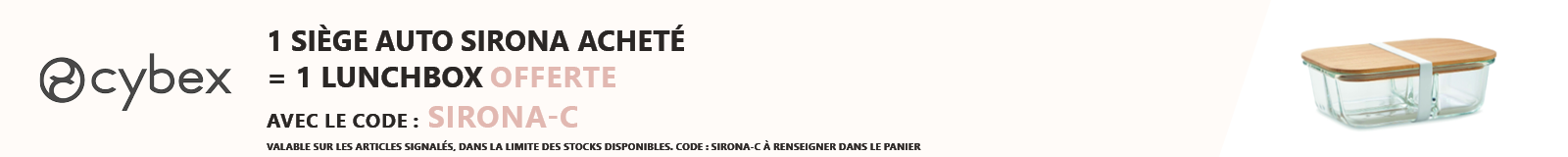 Cybex : 1 siège auto sirona acheté = 1 lunch box offerte
