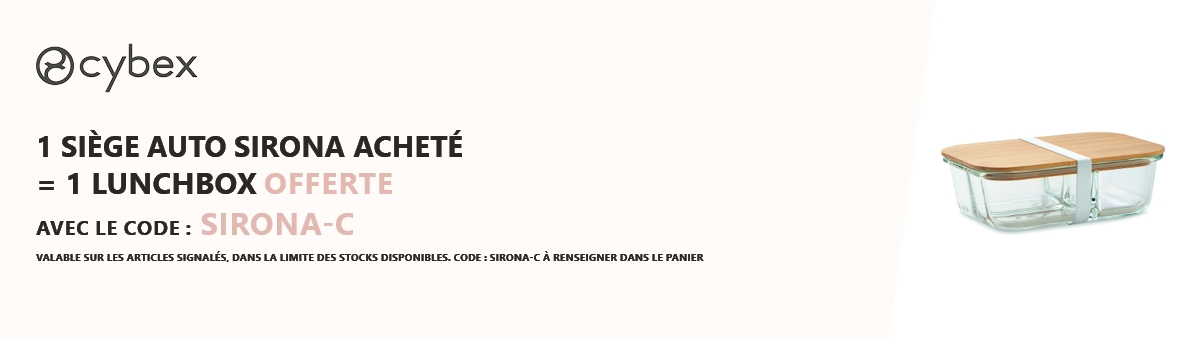 Cybex : 1 siège auto sirona acheté = 1 lunch box offerte