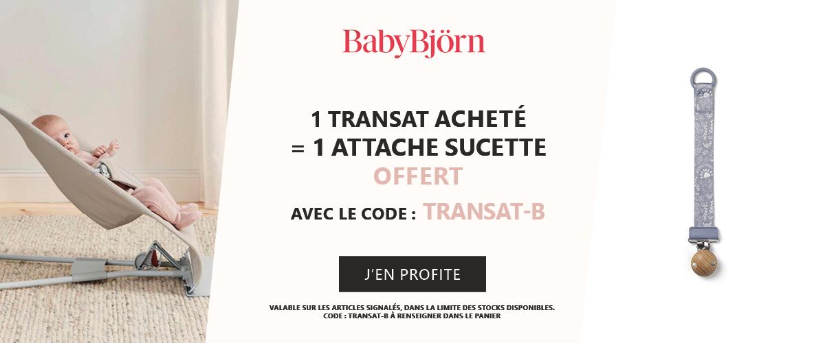 Babybjörn : 1 transat acheté = 1 attache sucette elodie offert