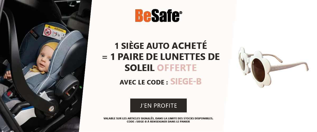 BeSafe : 1 siège auto acheté = 1 paire de lunette de soleil kid white offerte